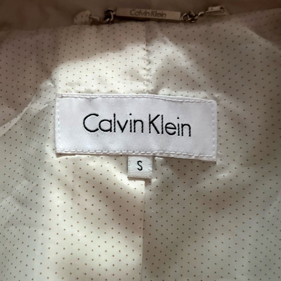 Calvin Klein Light Gray Coat Small Cinch Tie Waist Rolled Sleeves Zippered Front - Picture 13 of 13